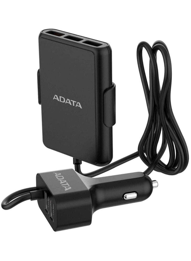 أداتا شاحن سيارة Adata CV0525 USB بخمسة منافذ - أسود - Image 3